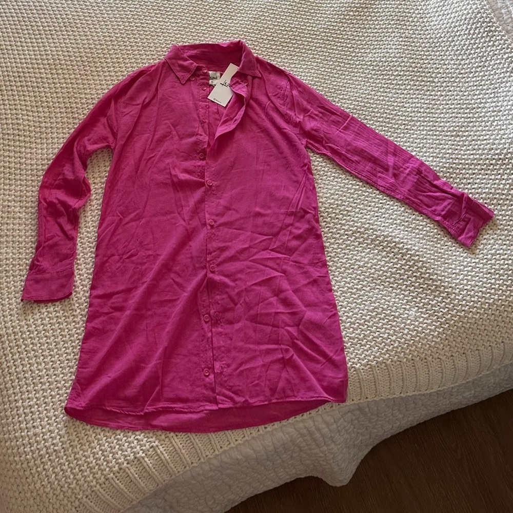 Vibrant Pink Button-Up Shirt